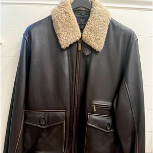 Brooks Brothers Leather Jacket with detachable collar.